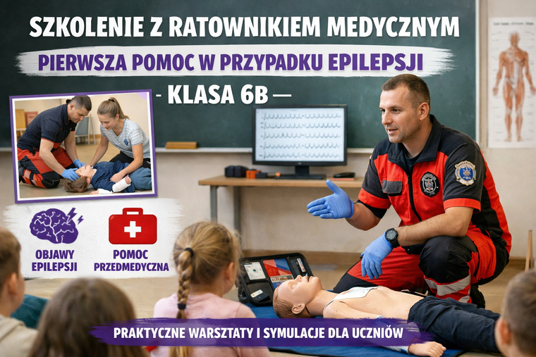 Szkolenie – pierwsza pomoc w przypadku epilepsji (klasa 6b).