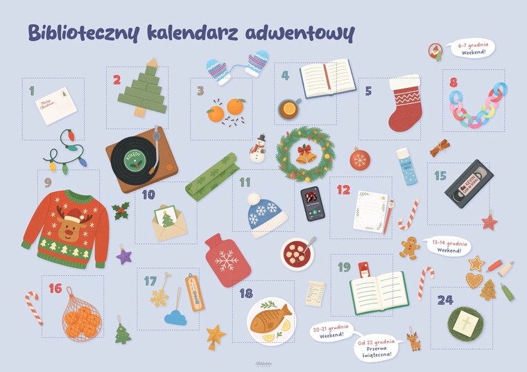 Świąteczna zabawa w bibliotece – Biblioteczny Kalendarz Adwentowy! 